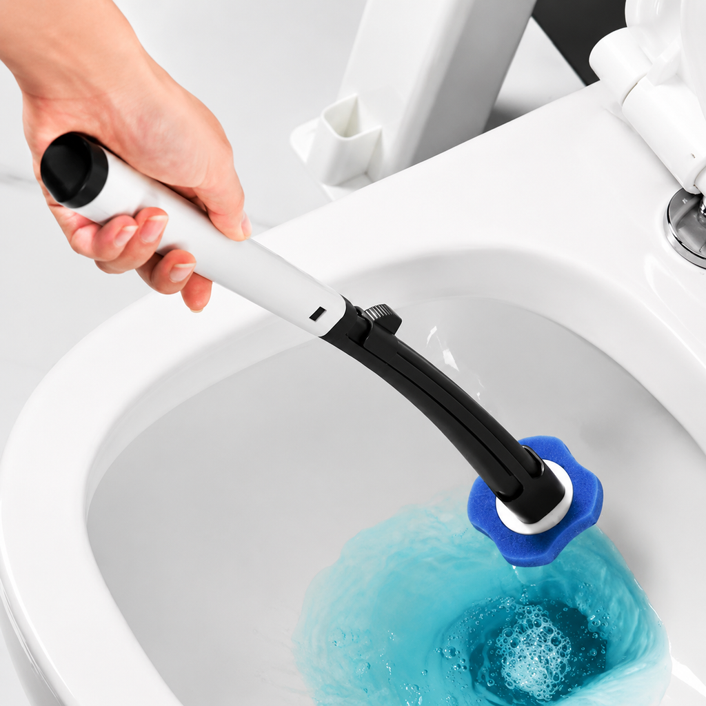 Disposable Toilet Cleaning Brush with 8 Replaceable Sponge Pads – Easy Use & Hygienic Bathroom Cleaner