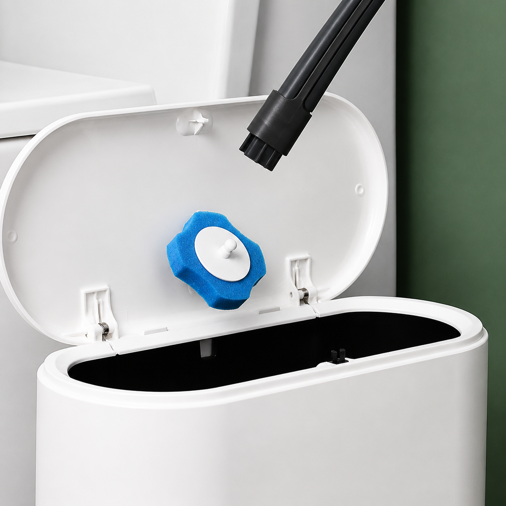 Disposable Toilet Cleaning Brush with 8 Replaceable Sponge Pads – Easy Use & Hygienic Bathroom Cleaner