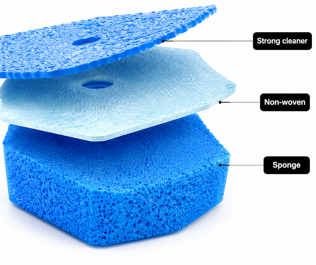 Disposable Toilet Cleaning Brush with 8 Replaceable Sponge Pads – Easy Use & Hygienic Bathroom Cleaner