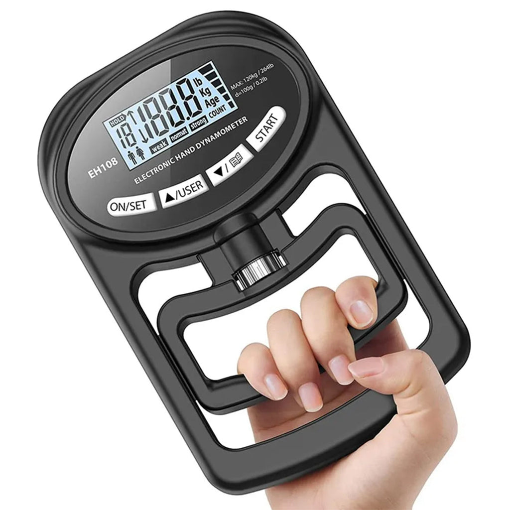 120kg Digital Hand Dynamometer Electronic Grip Strength Tester with LCD Display Adjustable Hand Grip Meter for Fitness