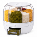 6 Compartment Rotating Dry Food Dispenser with Pull-Out Drawer – Rice, Cereal, Grain & Bean Storage Container