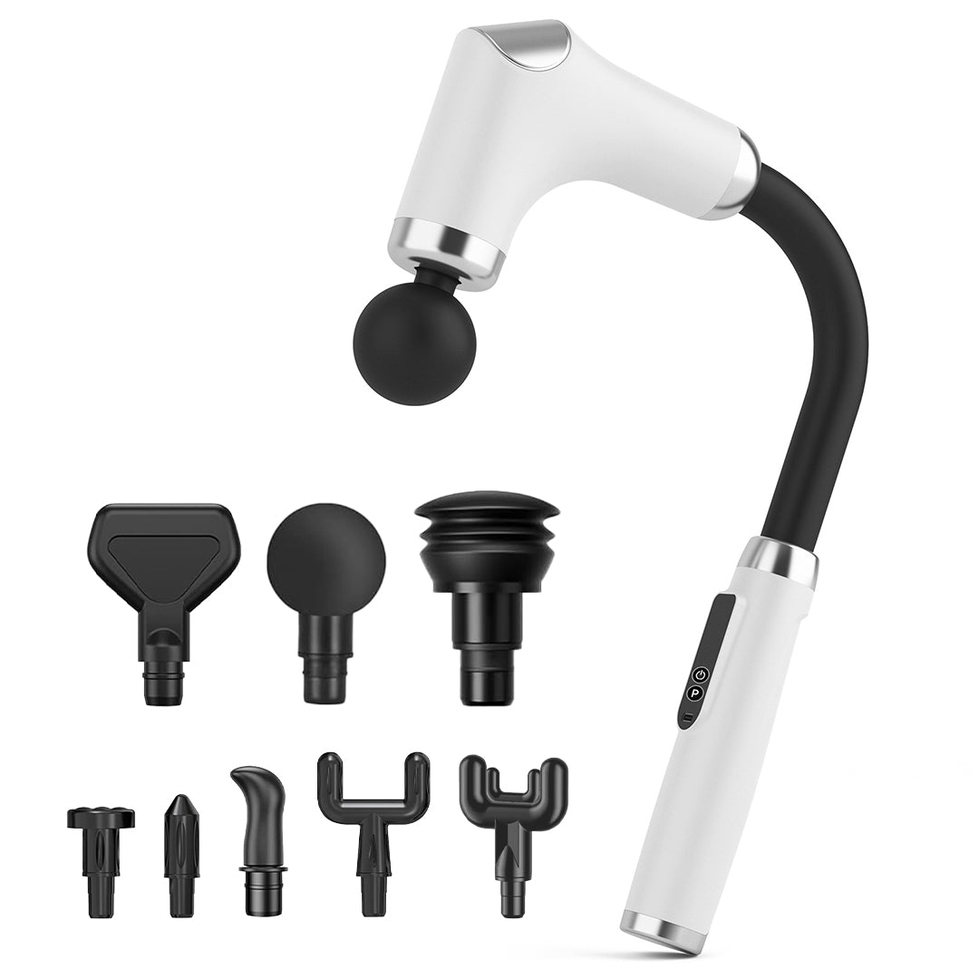 Cordless Massage Gun – 8 Heads, 3 Modes, Long Handle Ergonomic Design, Ultra Quiet Operation