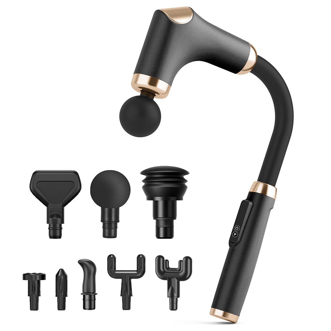 Cordless Massage Gun – 8 Heads, 3 Modes, Long Handle Ergonomic Design, Ultra Quiet Operation
