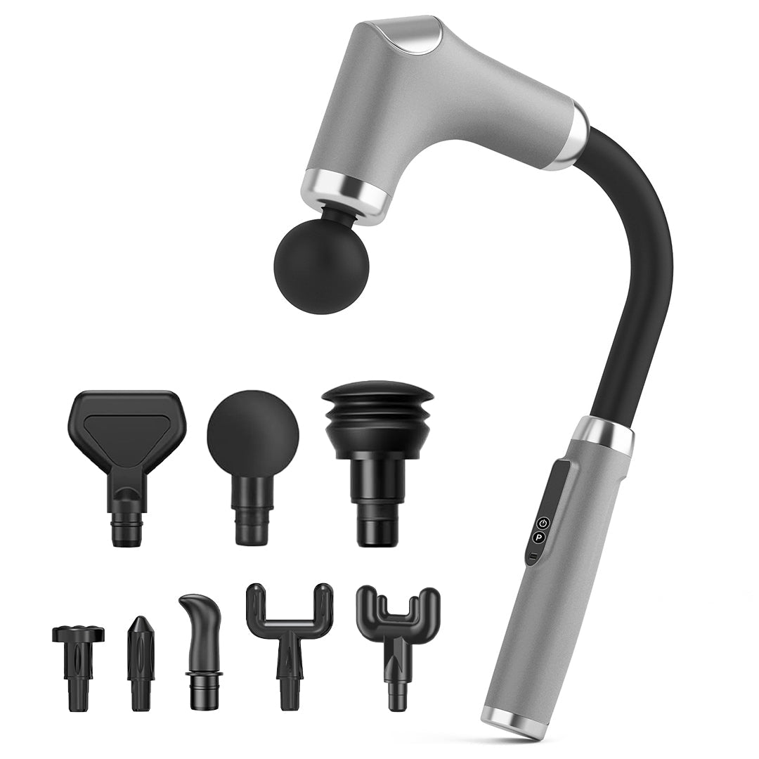 Cordless Massage Gun – 8 Heads, 3 Modes, Long Handle Ergonomic Design, Ultra Quiet Operation