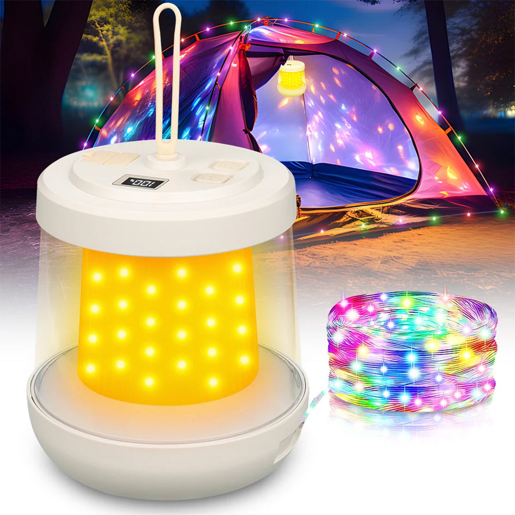 Camping Lantern with Power Bank – 3 Light Modes, Water-Resistant, RGB Ambient Lights