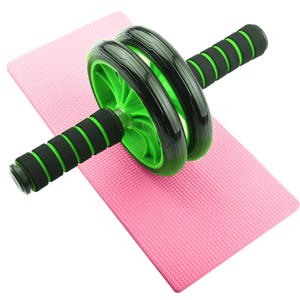 Double Wheel Ab Roller – Non-Slip Handles and Knee Support Pad (Random Color)