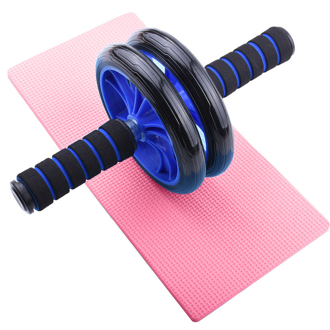Double Wheel Ab Roller – Non-Slip Handles and Knee Support Pad (Random Color)