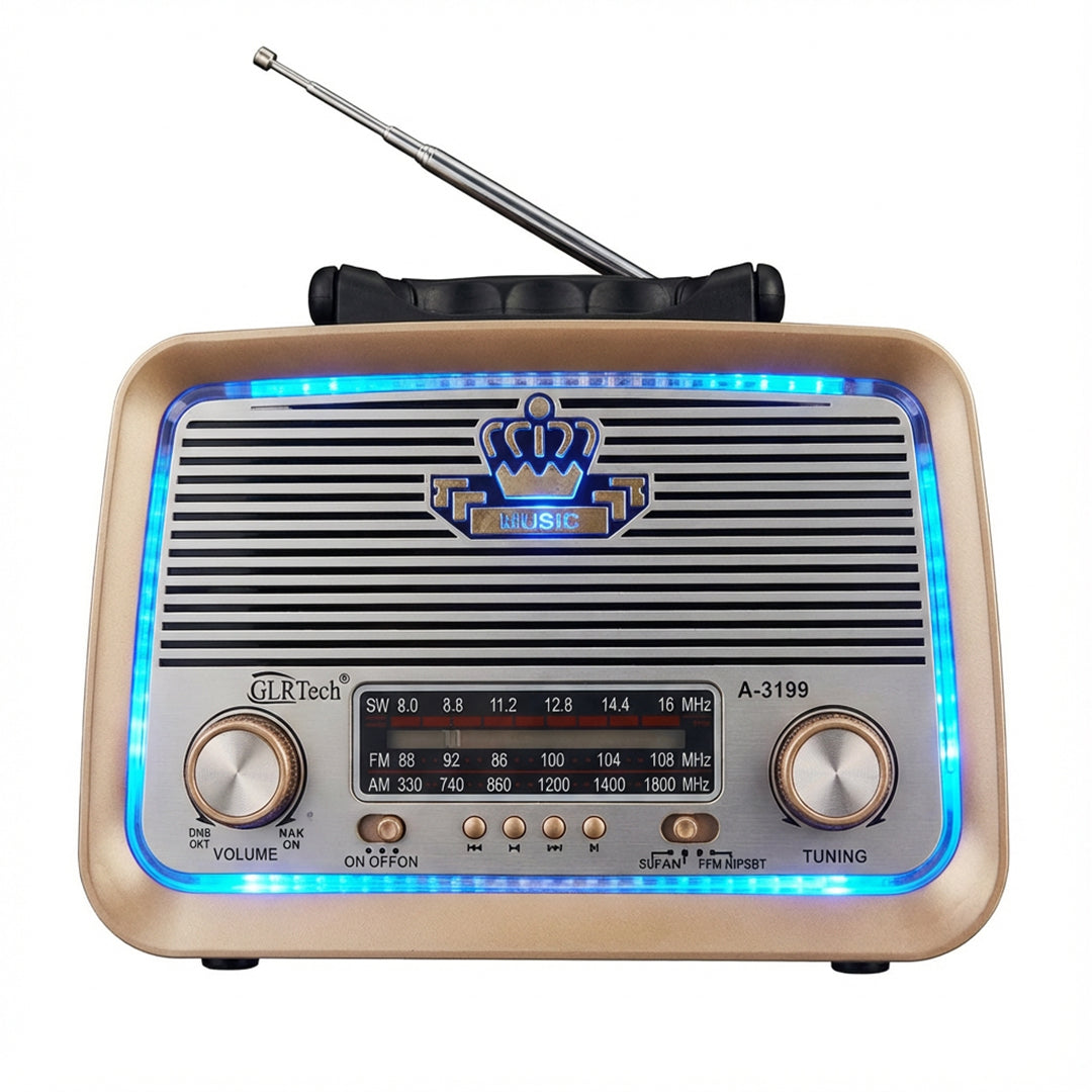 Retro Bluetooth Speaker Radio with FM/AM/SW, USB & TF Card Support