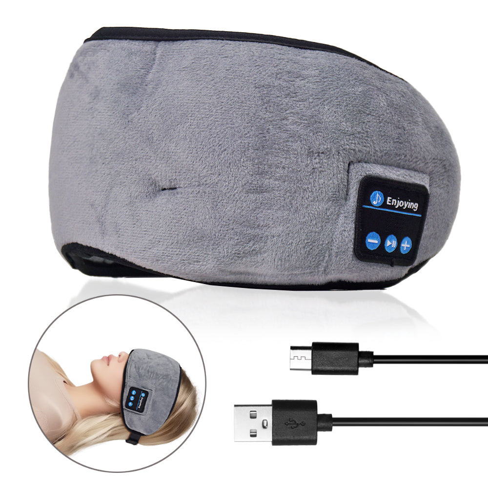 Bluetooth 5.0 Wireless Sleep Headphones Eye Mask with Built-in Speakers, Rechargeable Battery