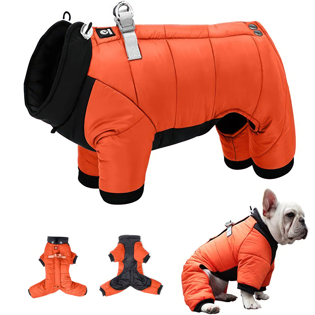 S Size Windproof & Waterproof Full Body Warm Dog Coat (Orange)