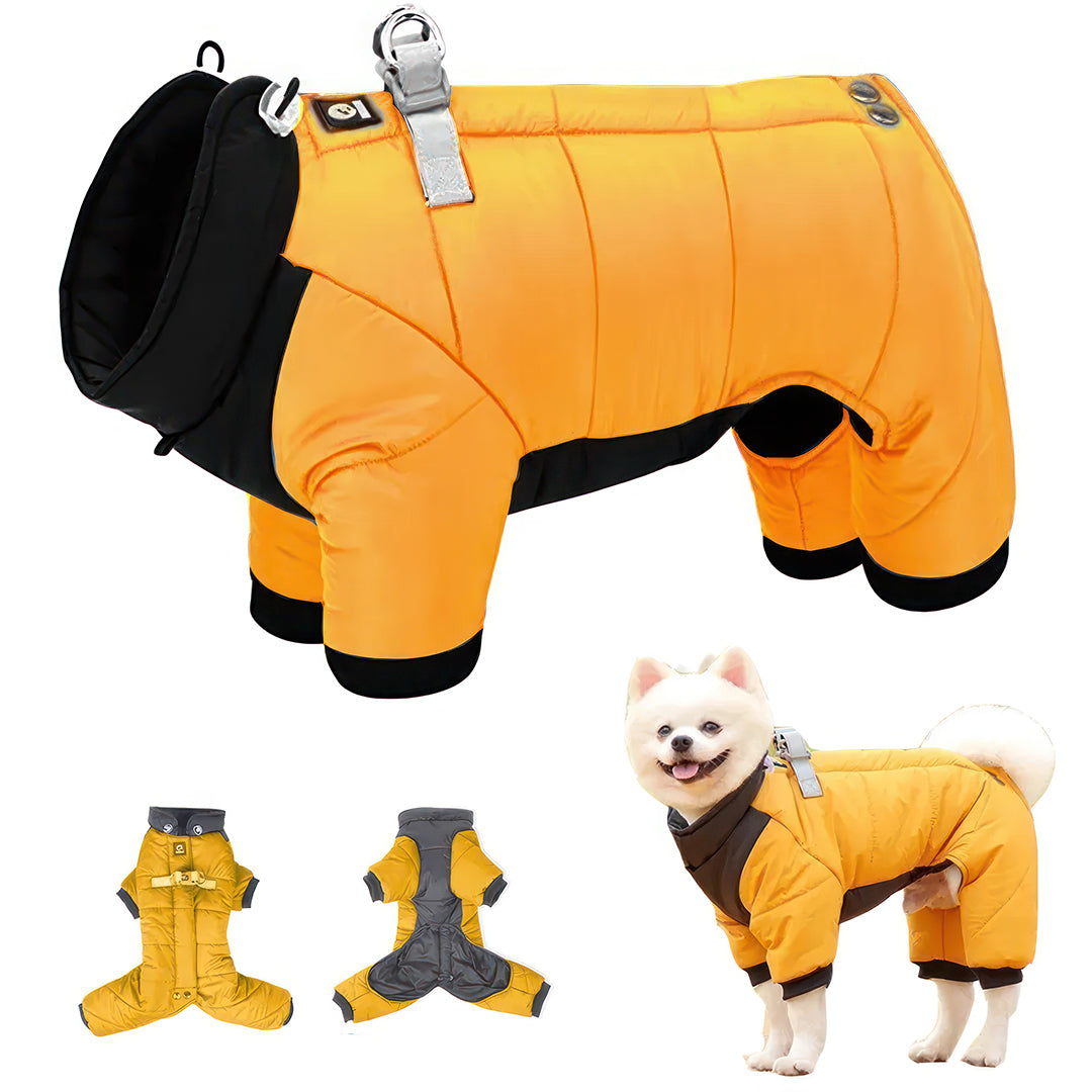 S Size Windproof & Waterproof Full Body Warm Dog Coat (Yellow)