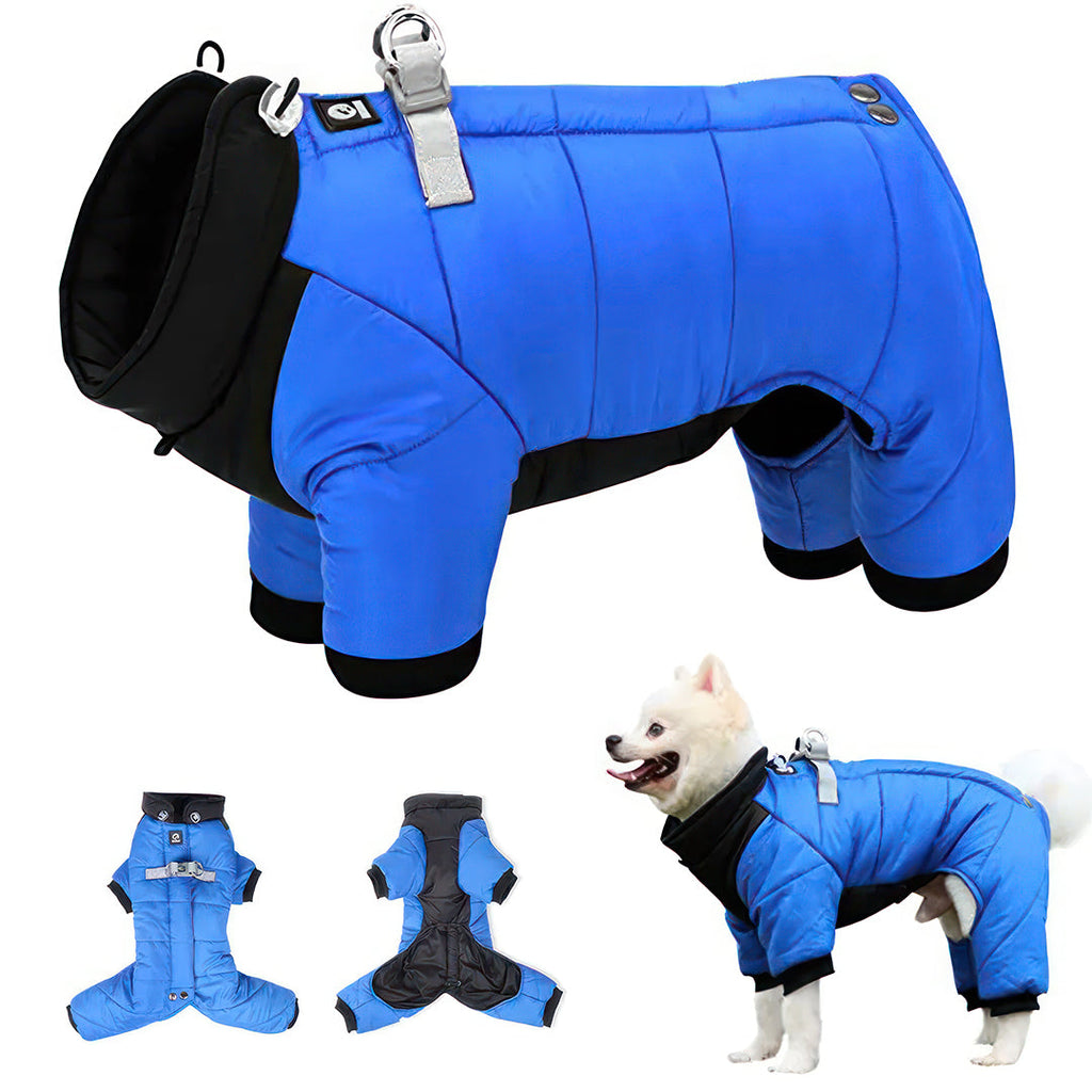 S Size Windproof & Waterproof Full Body Warm Dog Coat (Blue)
