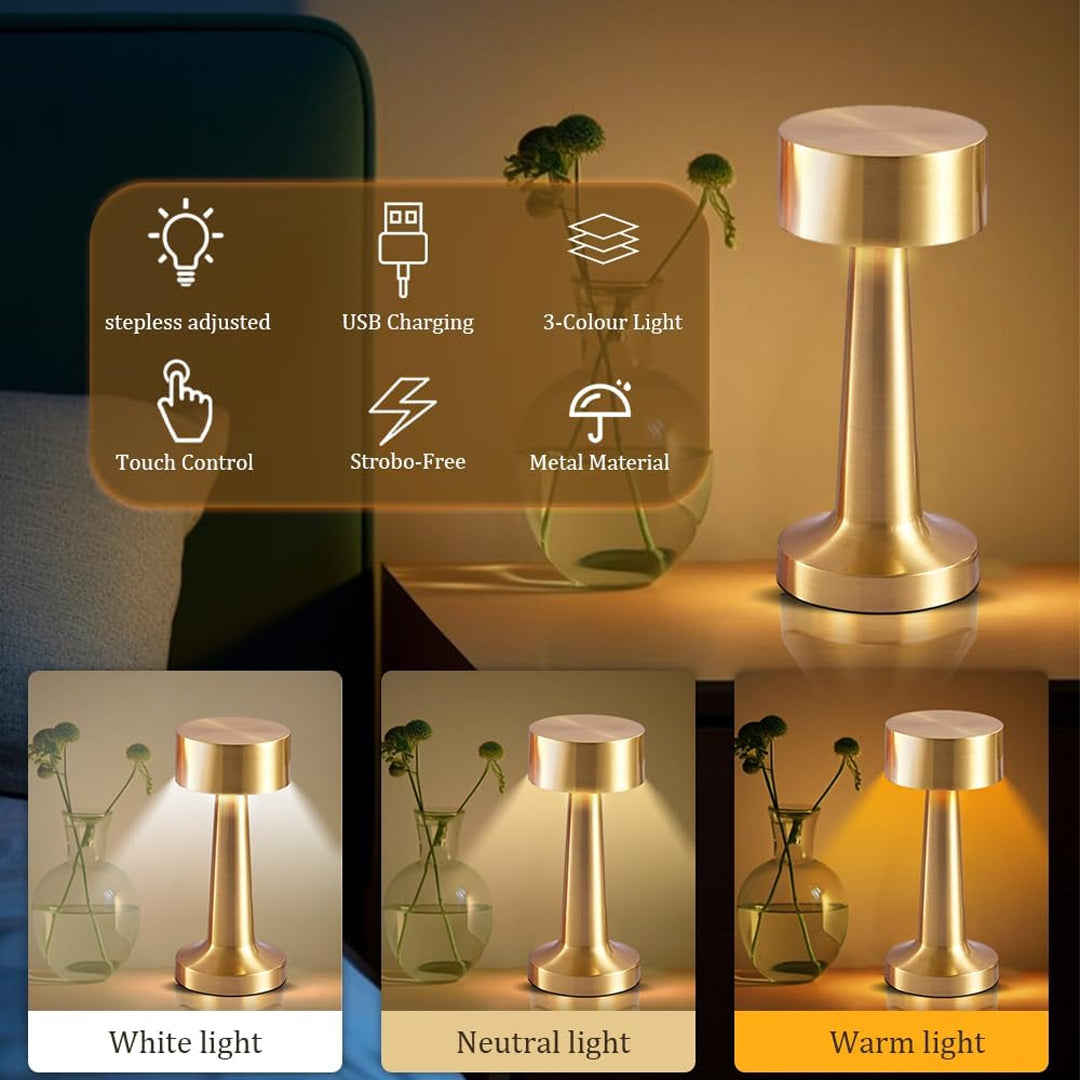 Touch-Control LED Table Lamp – Dimmable Brightness, 3 Light Modes, USB Rechargeable, Elegant Design