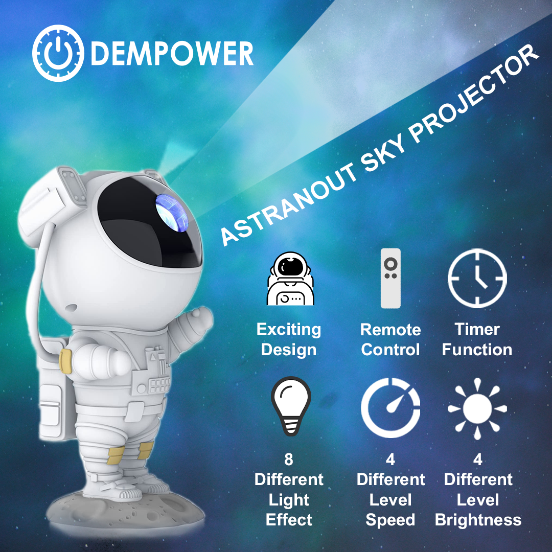 Astronaut Themed Starry Sky Projector Night Light with LED Optical Projection