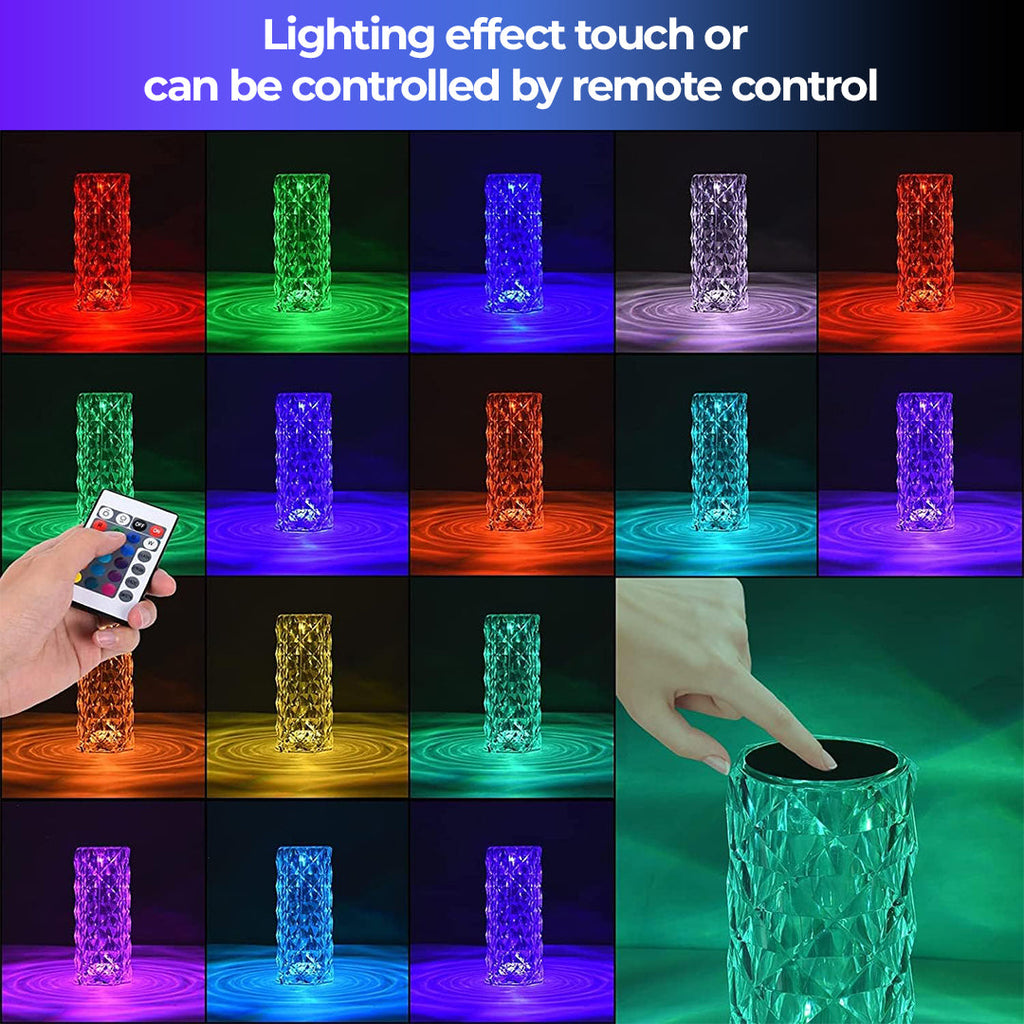 USB Rechargeable, Touch Sensor Crystal Diamond Led Table Lamp