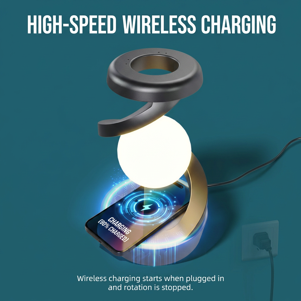 Rechargeable Spiral LED Table Lamp with 15W Wireless Charging, Touch Control & RGB Light