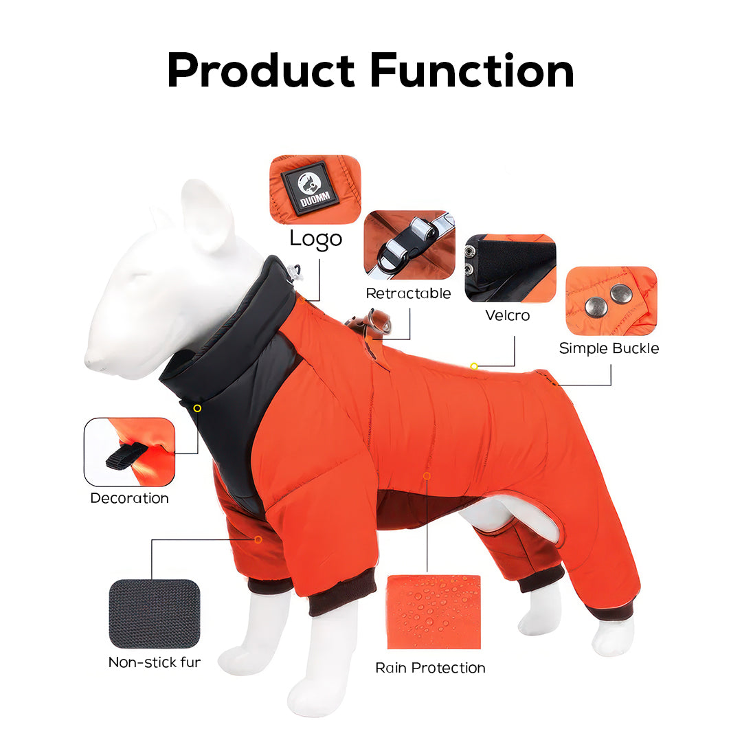 S Size Windproof & Waterproof Full Body Warm Dog Coat (Yellow)