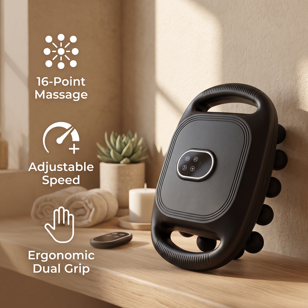 Rechargeable Body Massager with 16 Massage Heads & Adjustable Speed