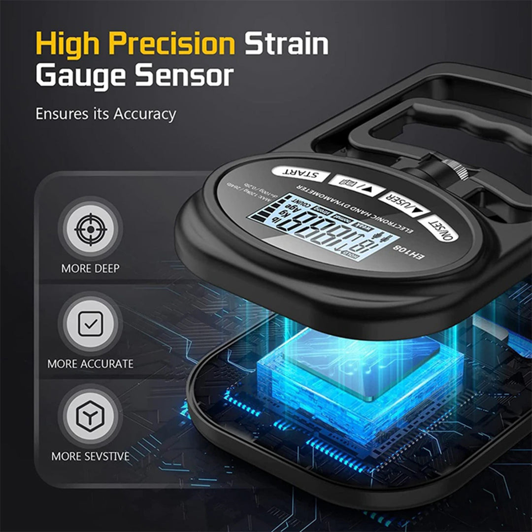 120kg Digital Hand Dynamometer Electronic Grip Strength Tester with LCD Display Adjustable Hand Grip Meter for Fitness