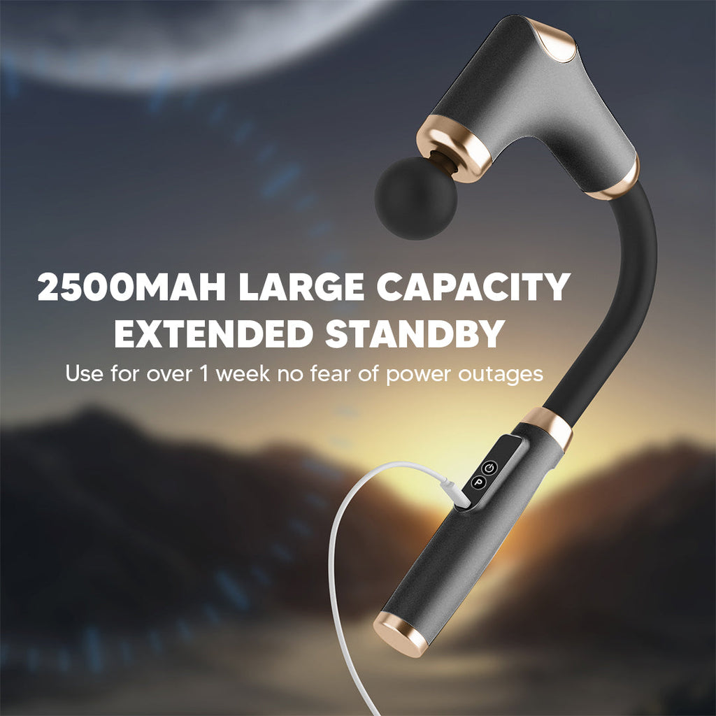 Cordless Massage Gun – 8 Heads, 3 Modes, Long Handle Ergonomic Design, Ultra Quiet Operation