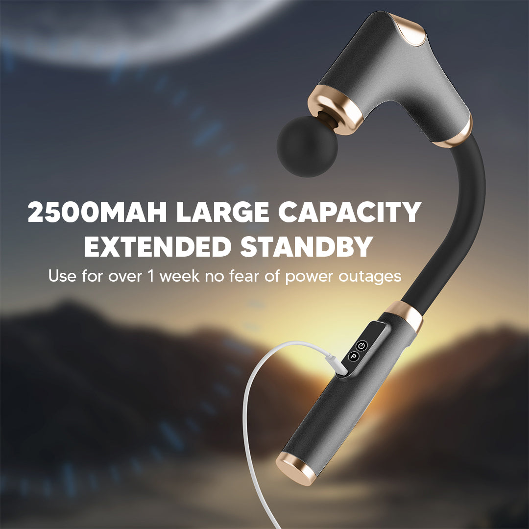Cordless Massage Gun – 8 Heads, 3 Modes, Long Handle Ergonomic Design, Ultra Quiet Operation