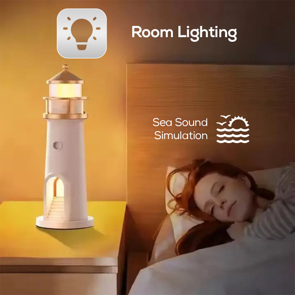 3-in-1 Lighthouse Projector Lamp with Moon & Ocean Sounds – Bluetooth Speaker