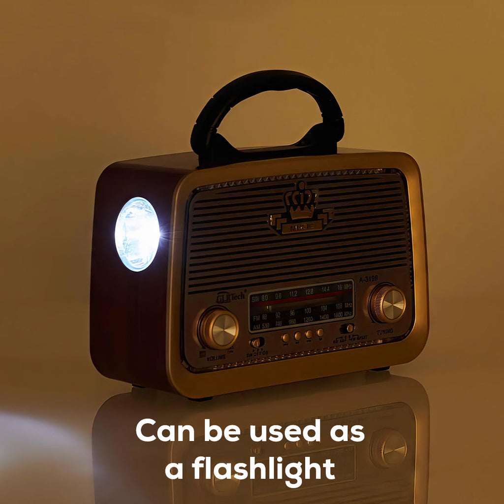 Retro Bluetooth Speaker Radio with FM/AM/SW, USB & TF Card Support