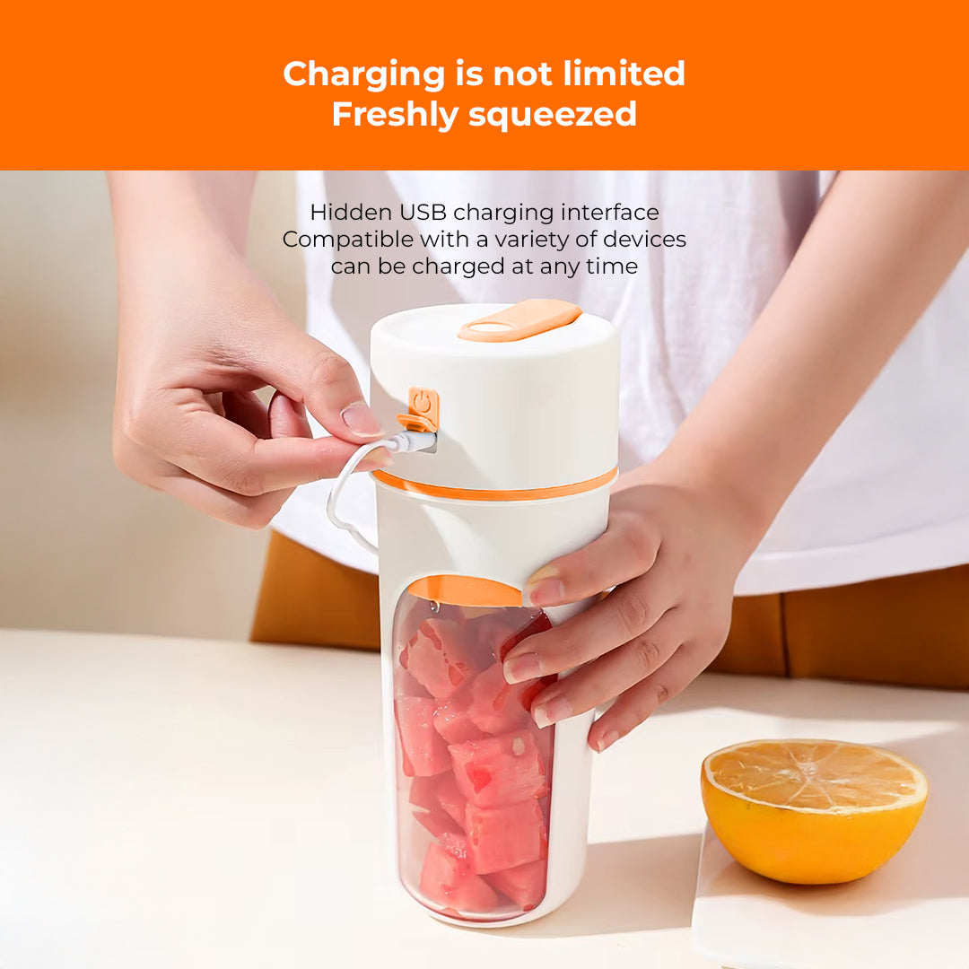 Portable USB Rechargeable Blender Bottle – Food Grade Personal Juicer with Stainless Steel Blades, One-Click Operation