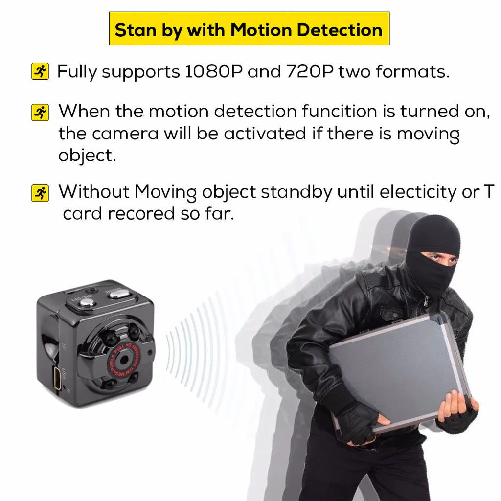 Compact Wireless Micro DVR Camera with Night Vision and Motion Sensor - HD 1080P