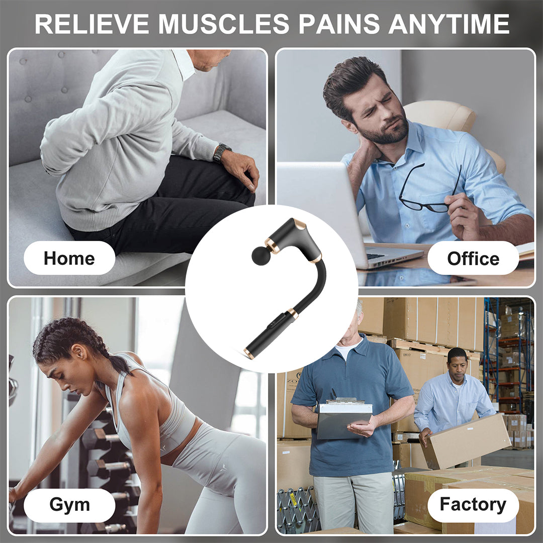 Cordless Massage Gun – 8 Heads, 3 Modes, Long Handle Ergonomic Design, Ultra Quiet Operation