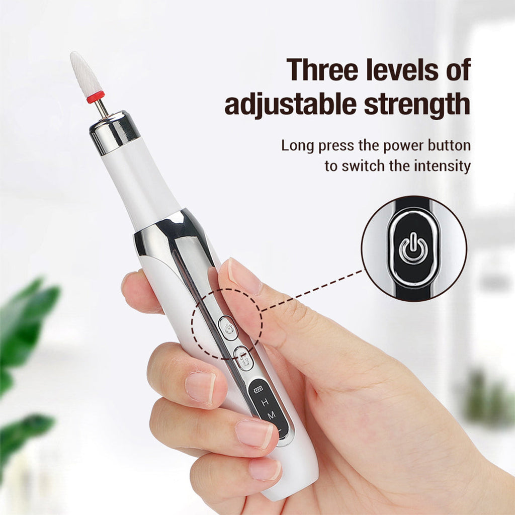 Cordless Electric Nail Drill with 12 Bits and USB Rechargeable Design