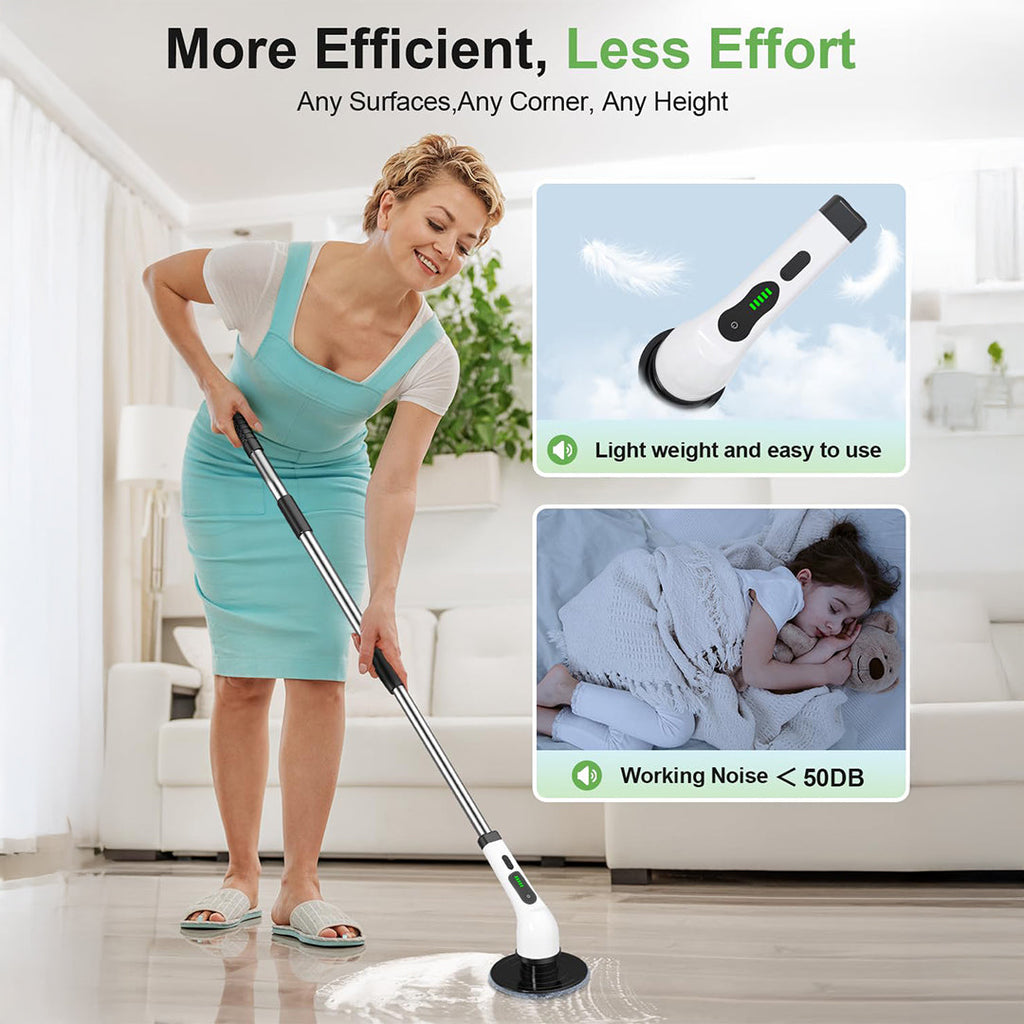 Electric Cleaning Brush with Multiple Brush Heads – Handheld Household Scrubber