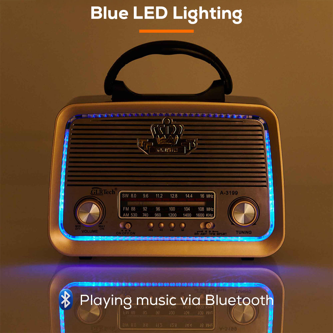 Retro Bluetooth Speaker Radio with FM/AM/SW, USB & TF Card Support