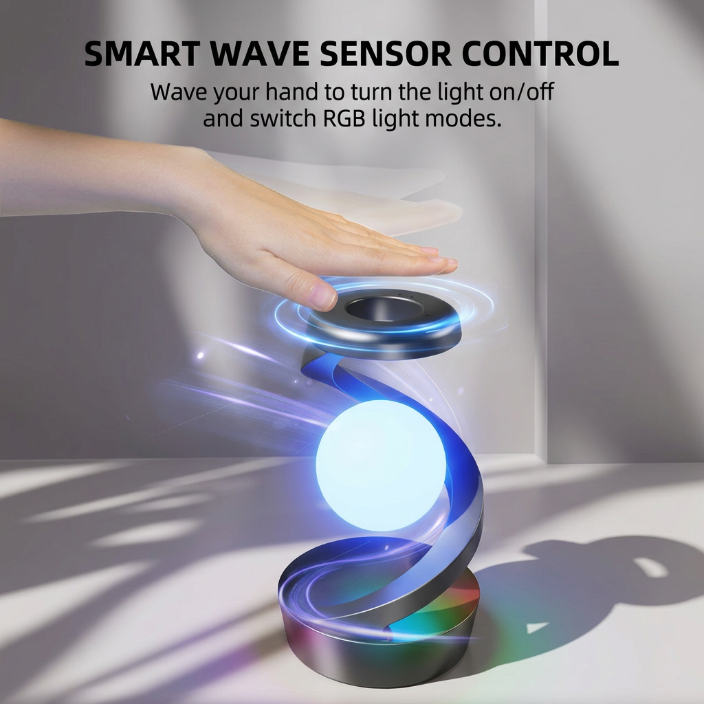 Rechargeable Spiral LED Table Lamp with 15W Wireless Charging, Touch Control & RGB Light