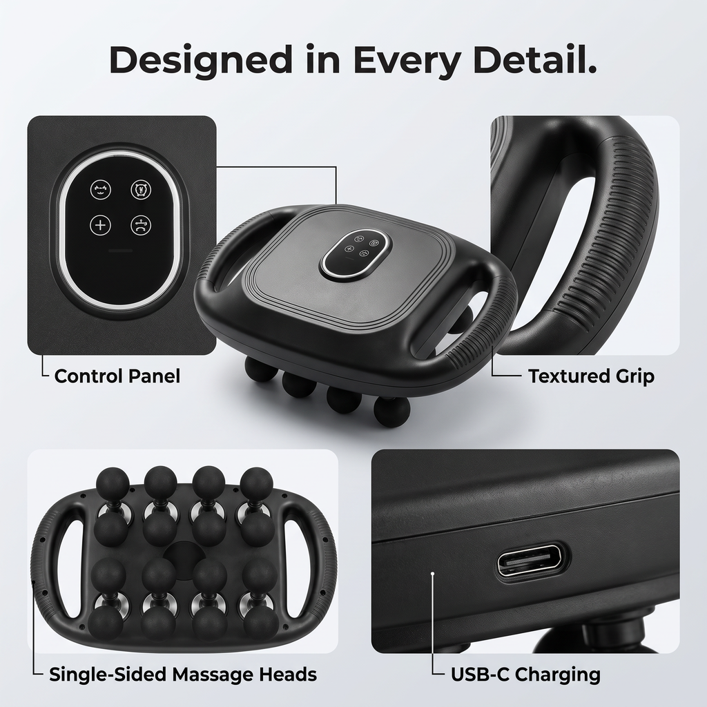 Rechargeable Body Massager with 16 Massage Heads & Adjustable Speed
