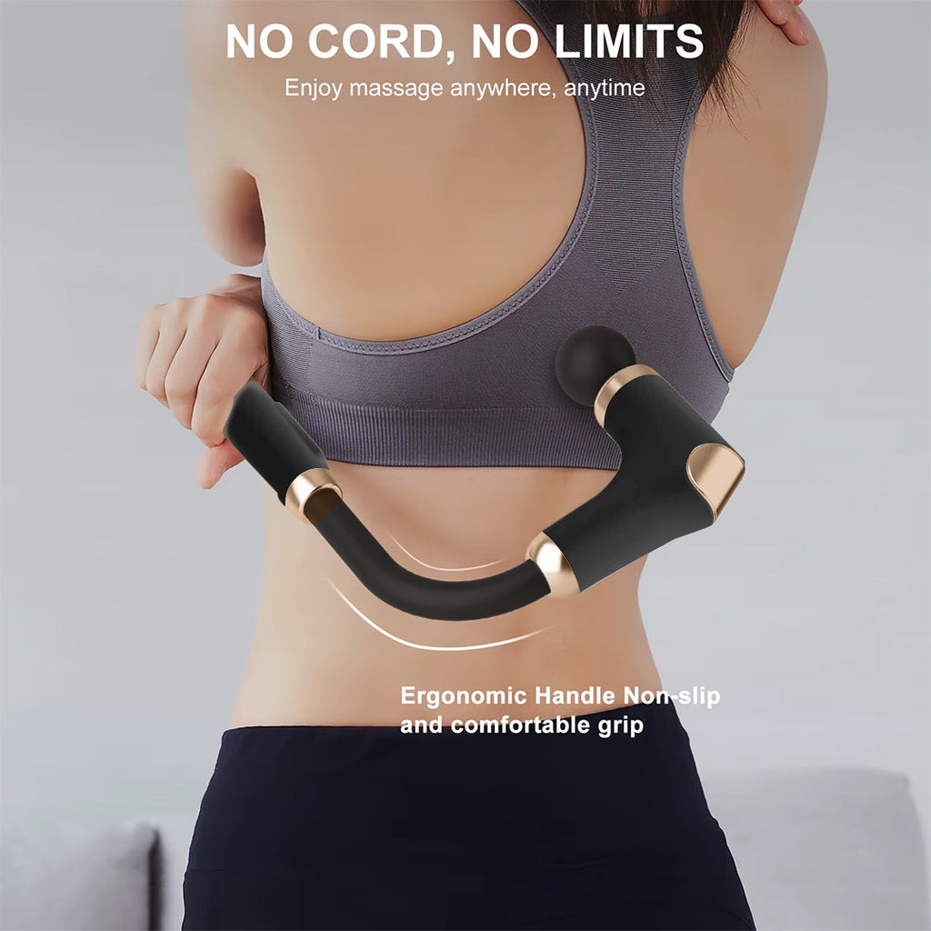 Cordless Massage Gun – 8 Heads, 3 Modes, Long Handle Ergonomic Design, Ultra Quiet Operation
