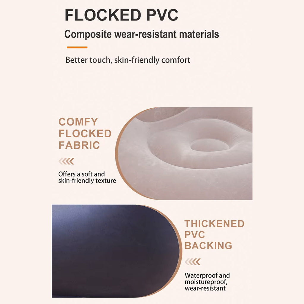 Inflatable Lounge Chair with Footrest, Soft Flocked Surface