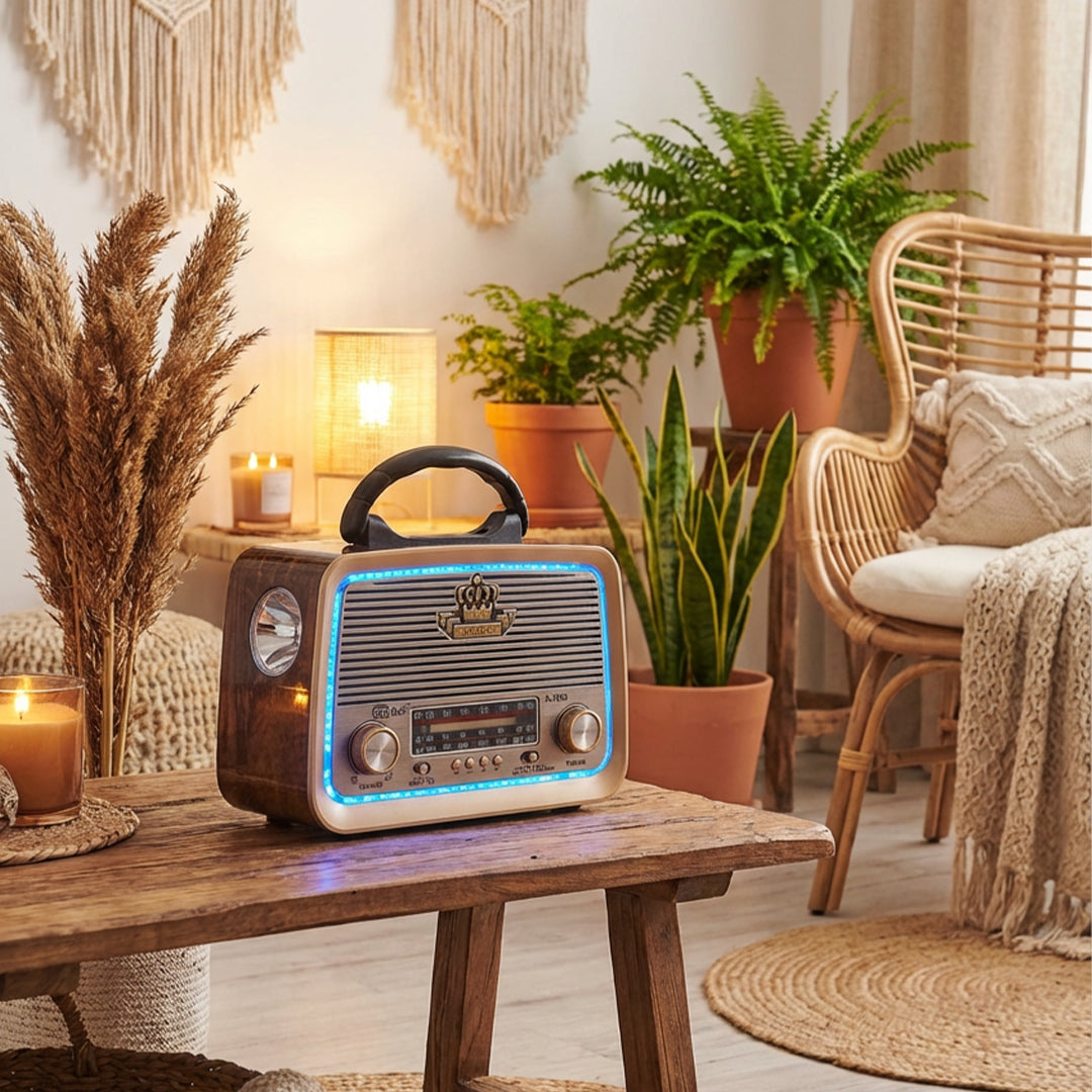 Retro Bluetooth Speaker Radio with FM/AM/SW, USB & TF Card Support
