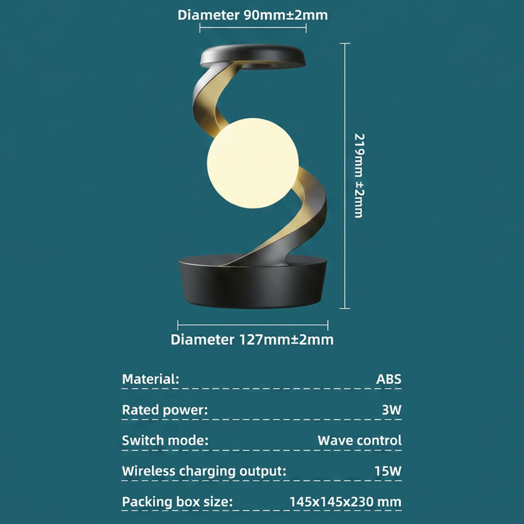 Rechargeable Spiral LED Table Lamp with 15W Wireless Charging, Touch Control & RGB Light