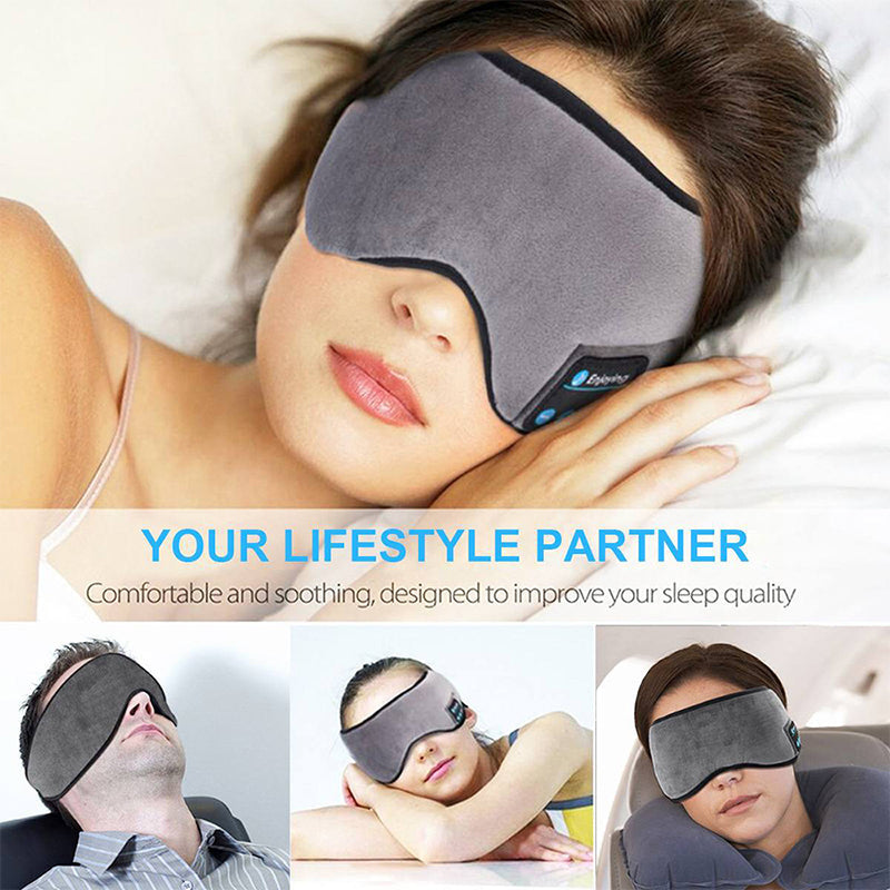 Bluetooth 5.0 Wireless Sleep Headphones Eye Mask with Built-in Speakers, Rechargeable Battery
