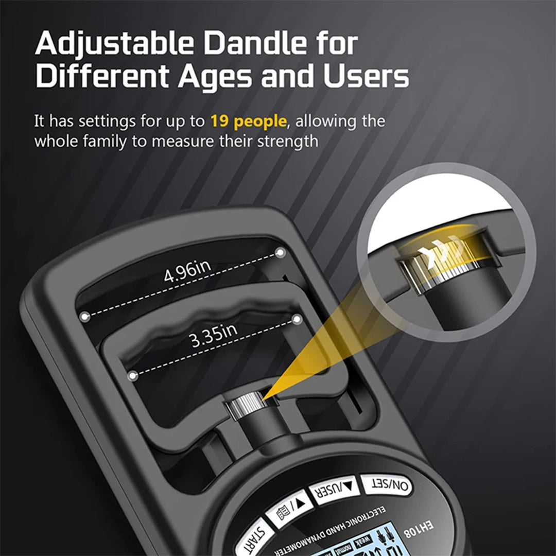 120kg Digital Hand Dynamometer Electronic Grip Strength Tester with LCD Display Adjustable Hand Grip Meter for Fitness