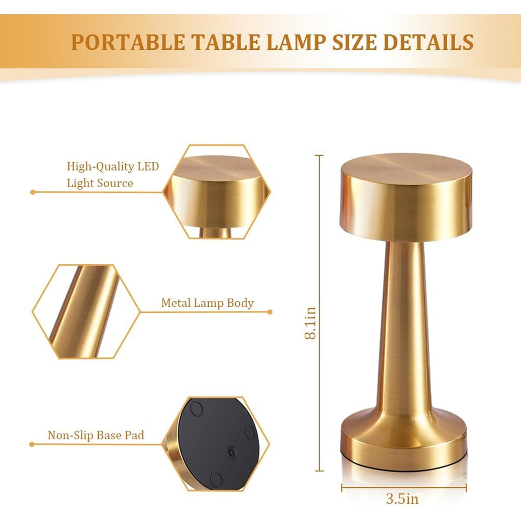 Touch-Control LED Table Lamp – Dimmable Brightness, 3 Light Modes, USB Rechargeable, Elegant Design