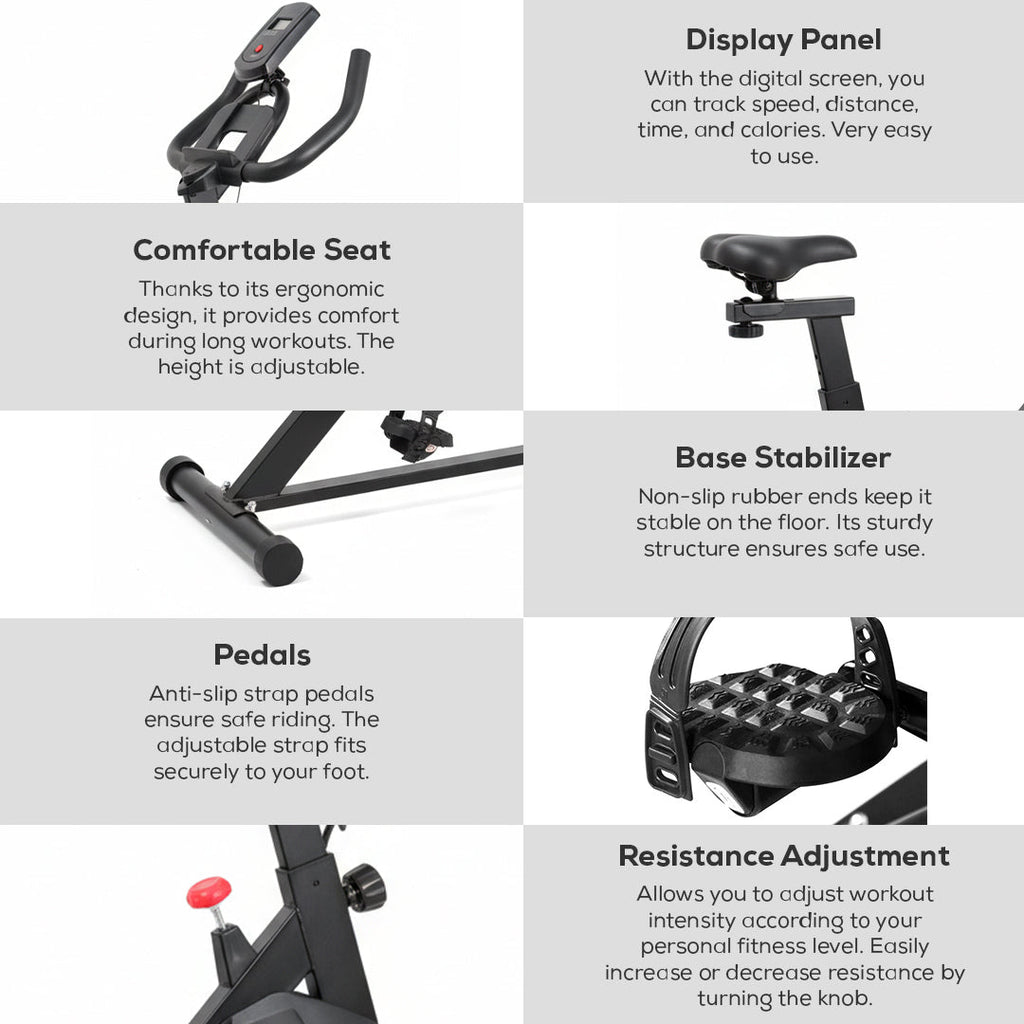 Portable Upright Exercise Bike – Adjustable Indoor Cycling with LCD Monitor