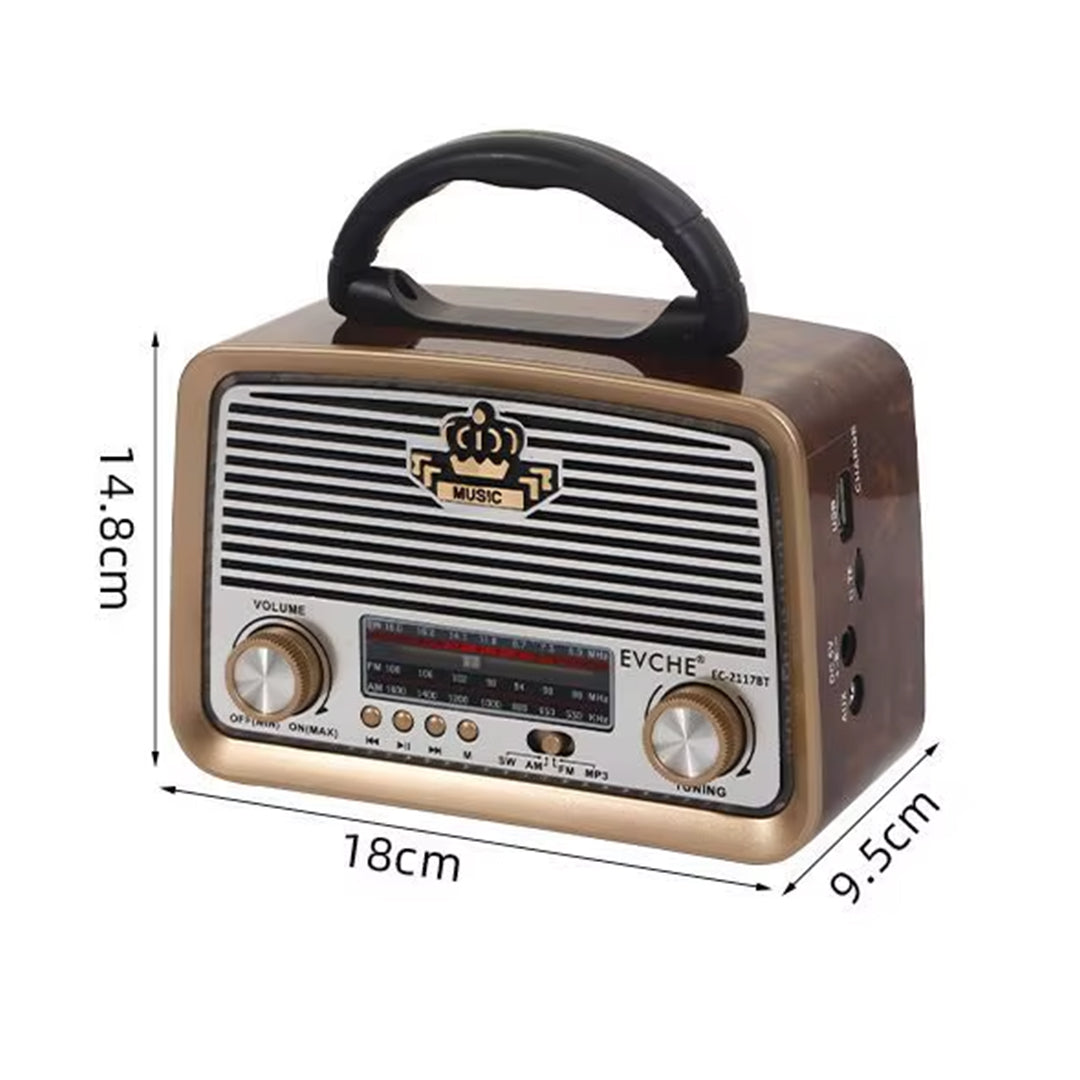 Retro Bluetooth Speaker Radio with FM/AM/SW, USB & TF Card Support