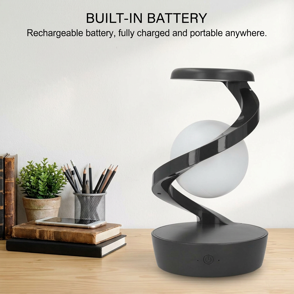Rechargeable Spiral LED Table Lamp with 15W Wireless Charging, Touch Control & RGB Light