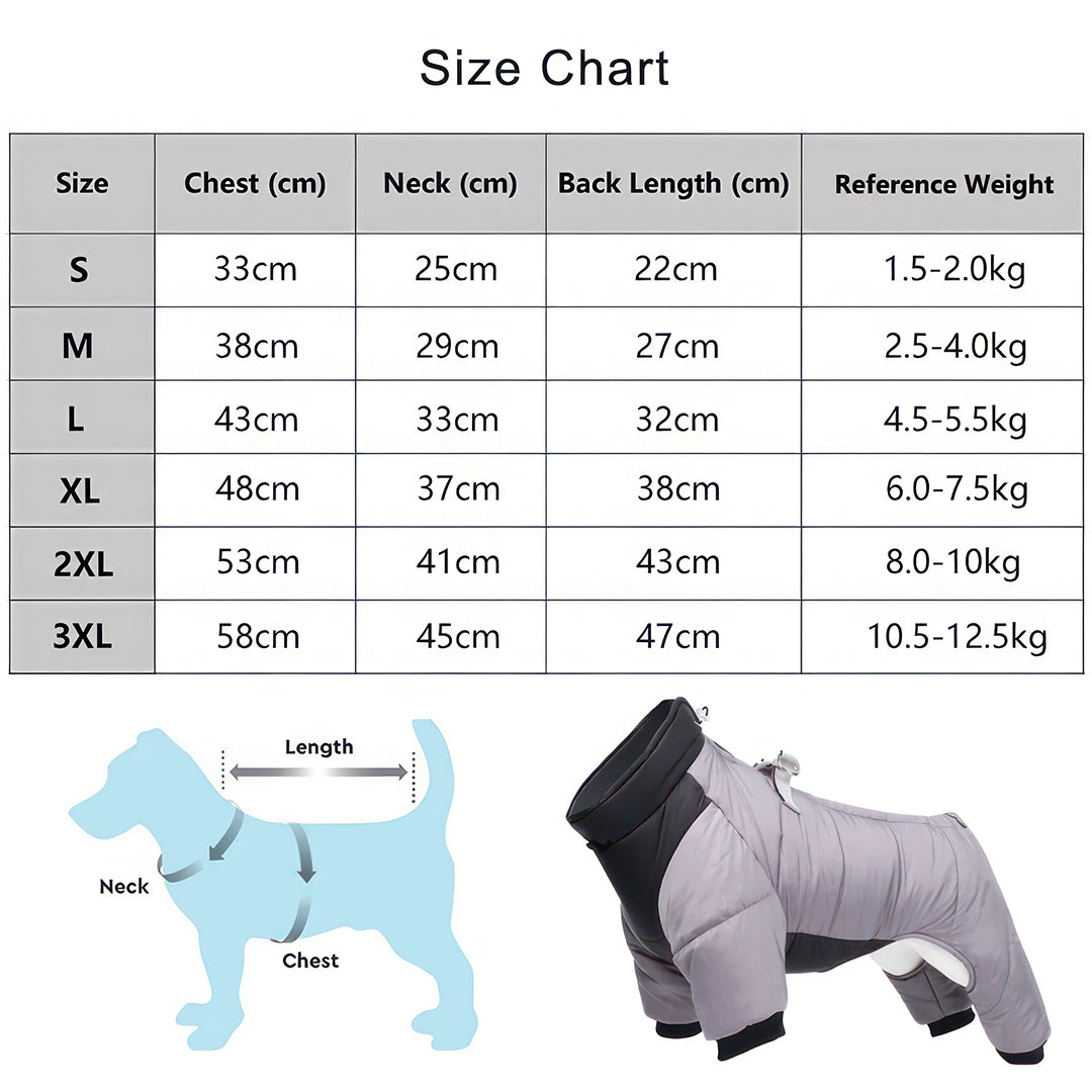 S Size Windproof & Waterproof Full Body Warm Dog Coat (Blue)
