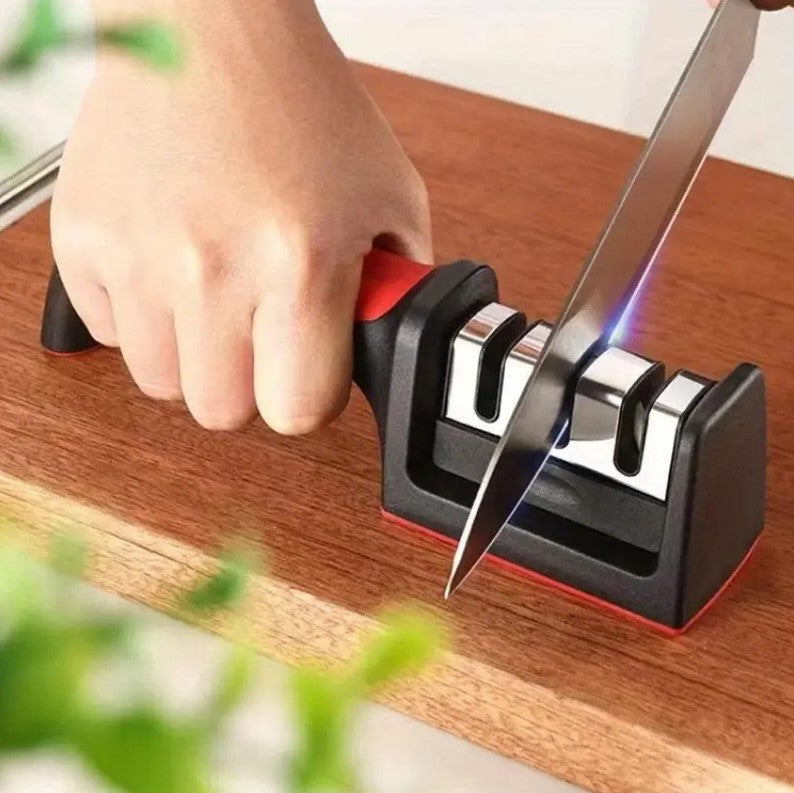 3-Stage Kitchen Knife Sharpener – Professional Sharpening Tool with Non-Slip Handle