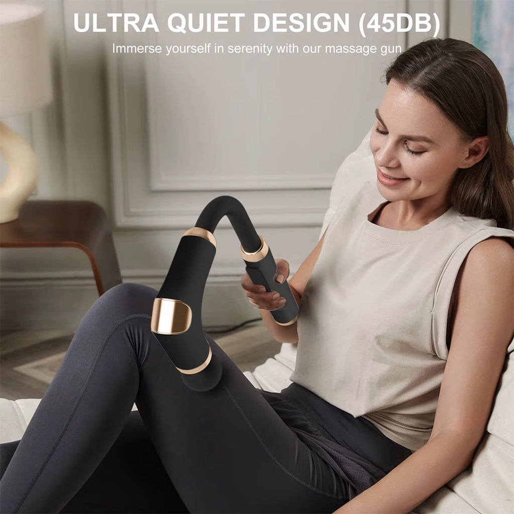 Cordless Massage Gun – 8 Heads, 3 Modes, Long Handle Ergonomic Design, Ultra Quiet Operation