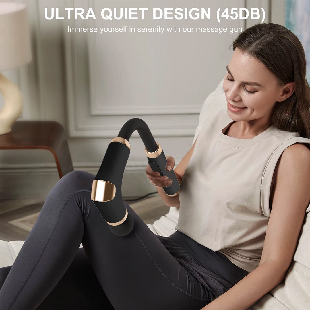 Cordless Massage Gun – 8 Heads, 3 Modes, Long Handle Ergonomic Design, Ultra Quiet Operation