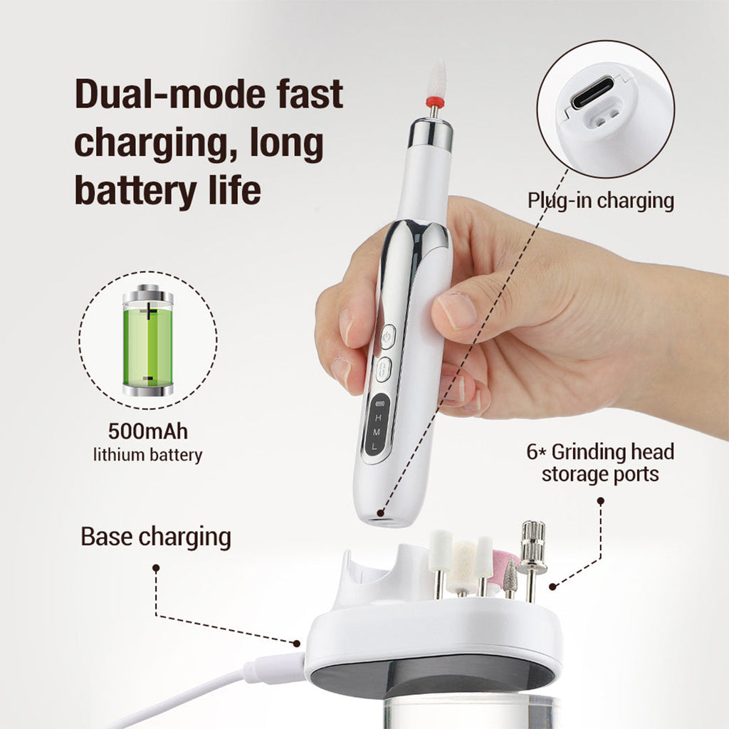 Cordless Electric Nail Drill with 12 Bits and USB Rechargeable Design